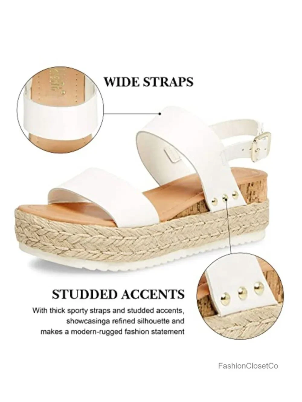 Espadrilles Sandals Ankle Strap Buckle Wedge Open Toe Platform Sandals